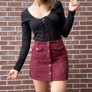 Victoria’s Secret pink black lace up bodysuit small